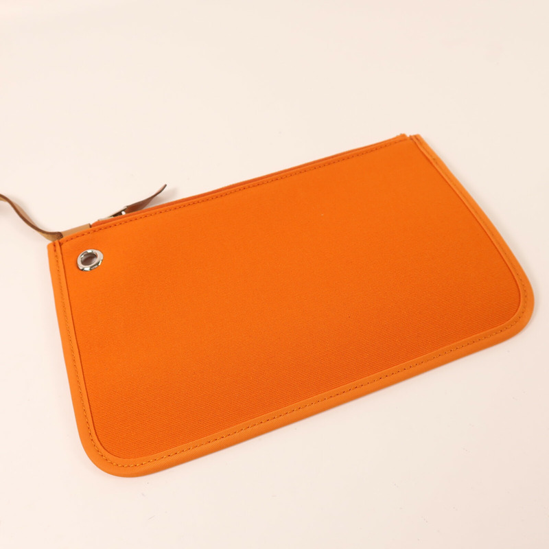 HERMES 帆布Herbag PM銀扣手挽肩背兩用袋Orange-16