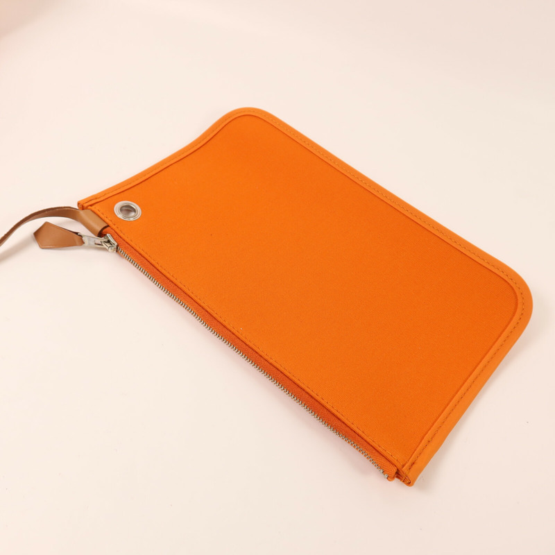 HERMES 帆布Herbag PM銀扣手挽肩背兩用袋Orange-17