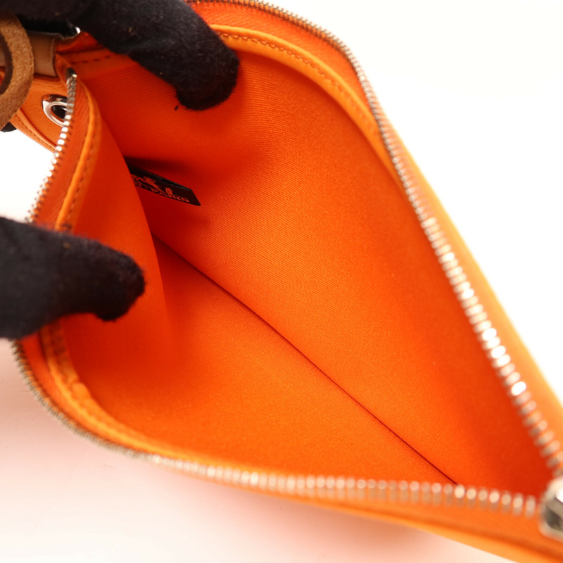 HERMES 帆布Herbag PM銀扣手挽肩背兩用袋Orange-18