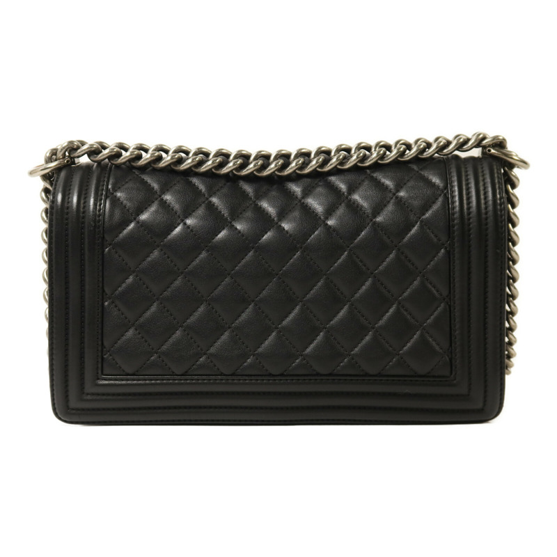 CHANEL 羊皮皮革Boy 25銀扣鏈帶肩背袋-1