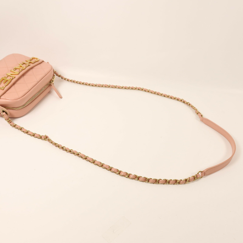 CHANEL 牛皮皮革Camera Shoulder Bag金扣鏈帶肩背袋-8