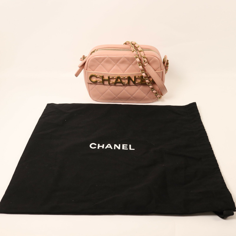 CHANEL 牛皮皮革Camera Shoulder Bag金扣鏈帶肩背袋-9