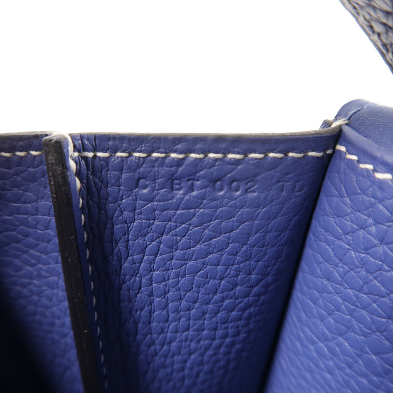 HERMES Clemence皮革Halzan 31銀扣手挽肩背兩用袋Bleu Encre-6