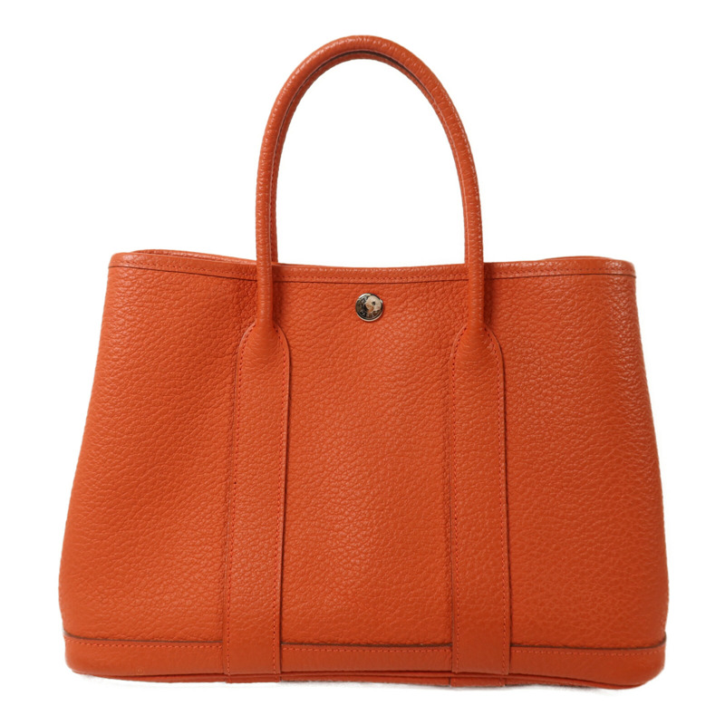 HERMES Negonda皮革Garden Party TPM銀扣手挽袋Capucine-0