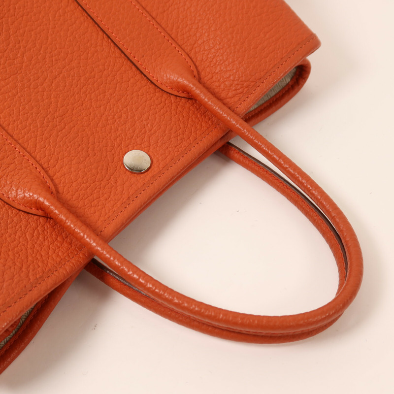 HERMES Negonda皮革Garden Party TPM銀扣手挽袋Capucine-7