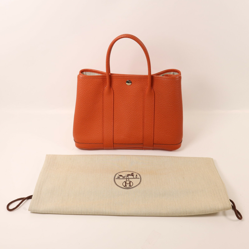 HERMES Negonda皮革Garden Party TPM銀扣手挽袋Capucine-8