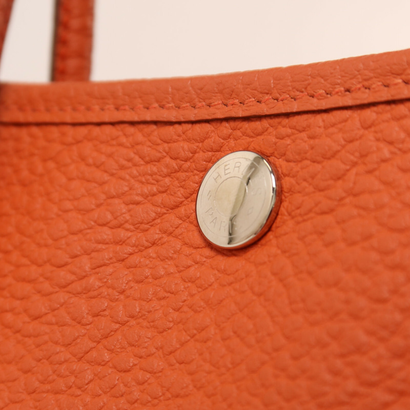 HERMES Negonda皮革Garden Party TPM銀扣手挽袋Capucine-9
