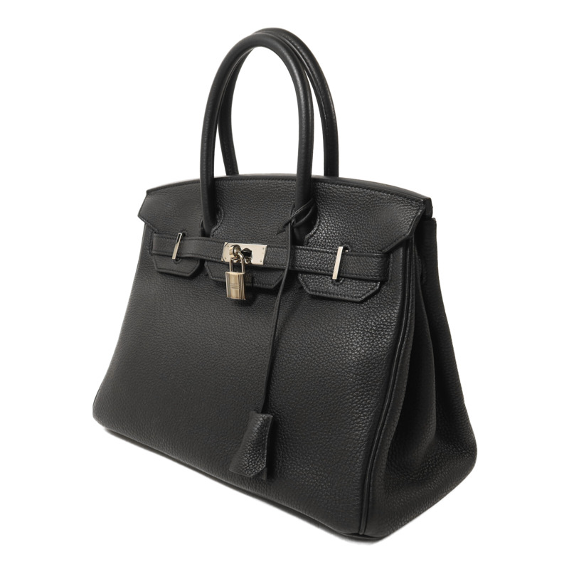 HERMES Togo皮革Birkin 30銀扣手挽袋Noir-2