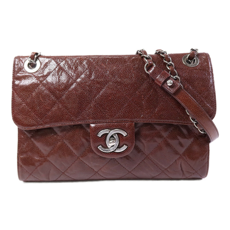 CHANEL 牛皮皮革Chain Shoulder Bag銀扣鏈帶肩背袋-0