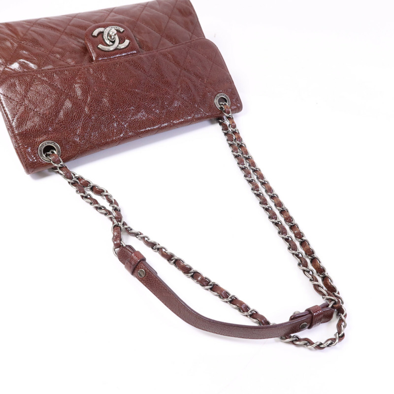 CHANEL 牛皮皮革Chain Shoulder Bag銀扣鏈帶肩背袋-8