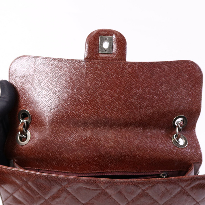 CHANEL 牛皮皮革Chain Shoulder Bag銀扣鏈帶肩背袋-13