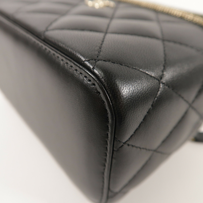 CHANEL 羊皮皮革Top Handle Vanity Case金扣鏈帶手挽肩背兩用袋-12