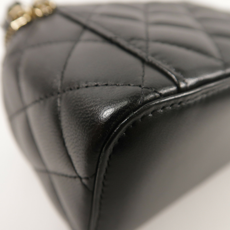 CHANEL 羊皮皮革Top Handle Vanity Case金扣鏈帶手挽肩背兩用袋-13