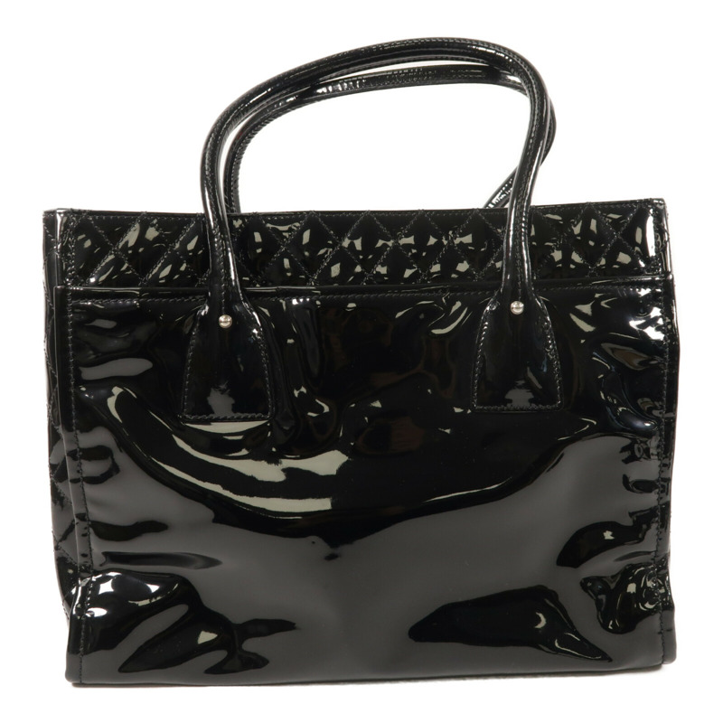 CHANEL 漆皮/牛皮皮革/Totebag銀扣肩背袋-2