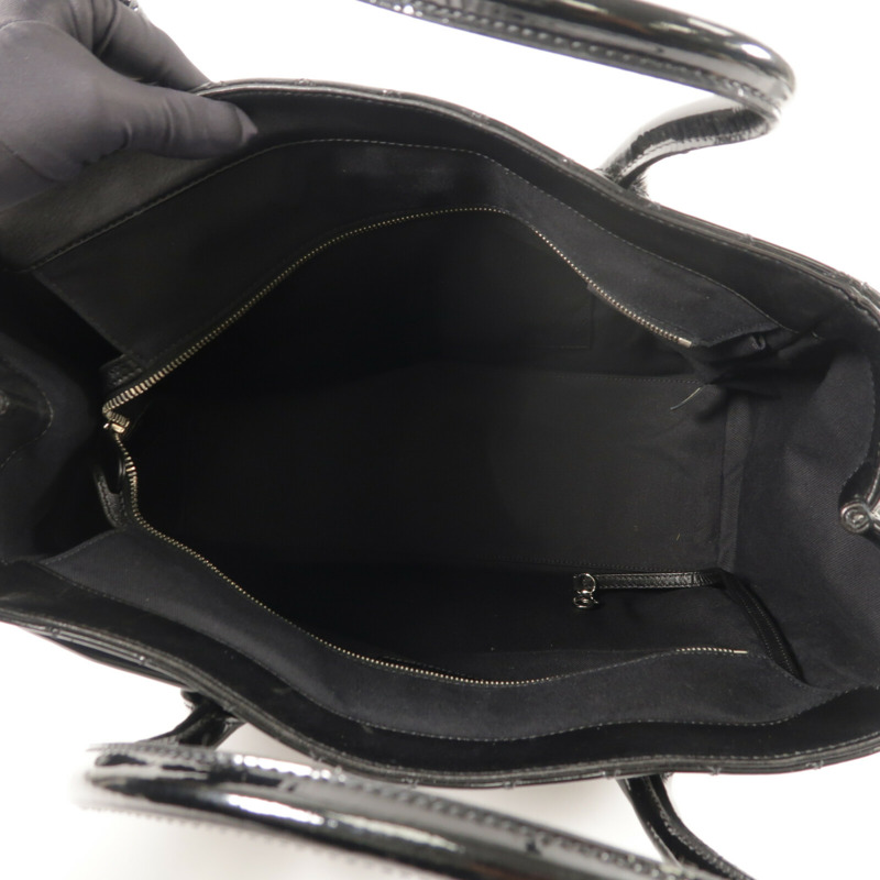 CHANEL 漆皮/牛皮皮革/Totebag銀扣肩背袋-4