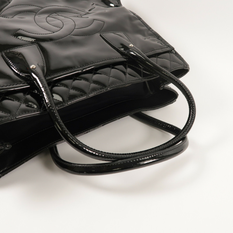 CHANEL 漆皮/牛皮皮革/Totebag銀扣肩背袋-8
