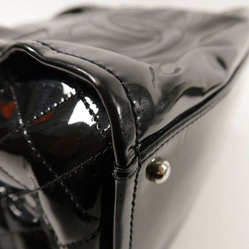 CHANEL 漆皮/牛皮皮革/Totebag銀扣肩背袋-10