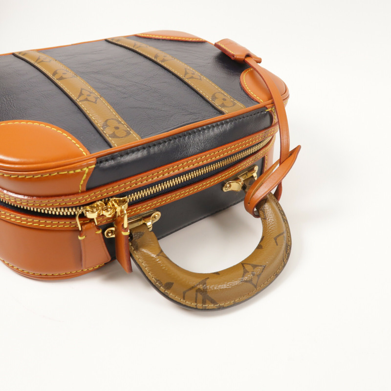 LOUIS VUITTON Monogram Reverse/牛皮皮革Valisette PM金扣手挽肩背兩用袋-7