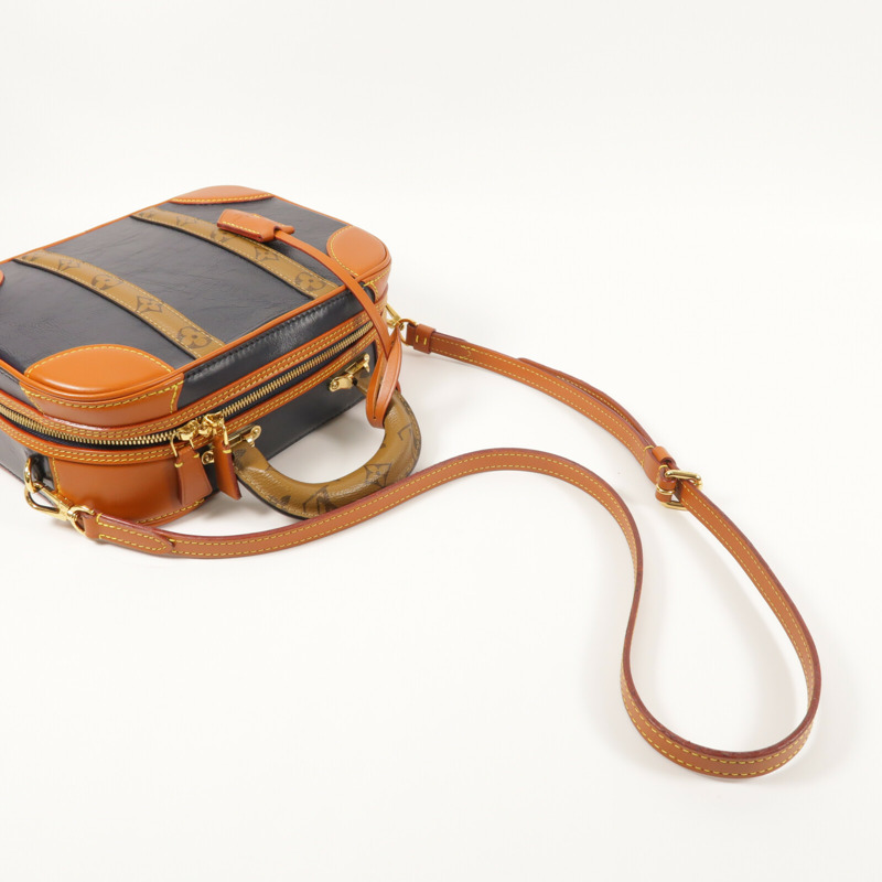 LOUIS VUITTON Monogram Reverse/牛皮皮革Valisette PM金扣手挽肩背兩用袋-8