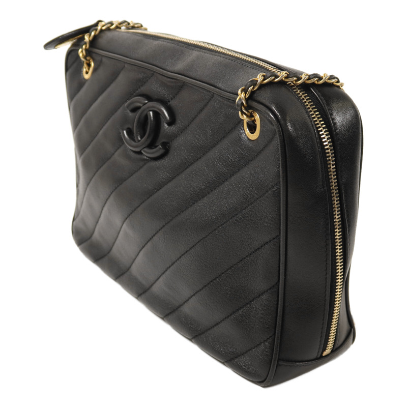 CHANEL 牛皮皮革Chain Shoulder金扣鏈帶肩背袋-2