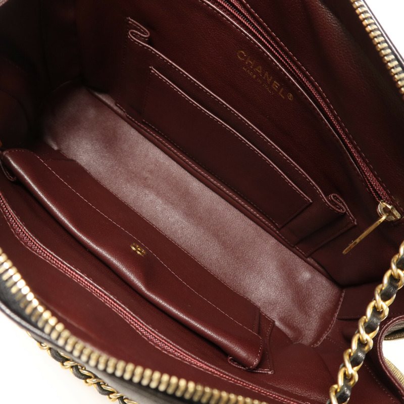 CHANEL 牛皮皮革Chain Shoulder金扣鏈帶肩背袋-4