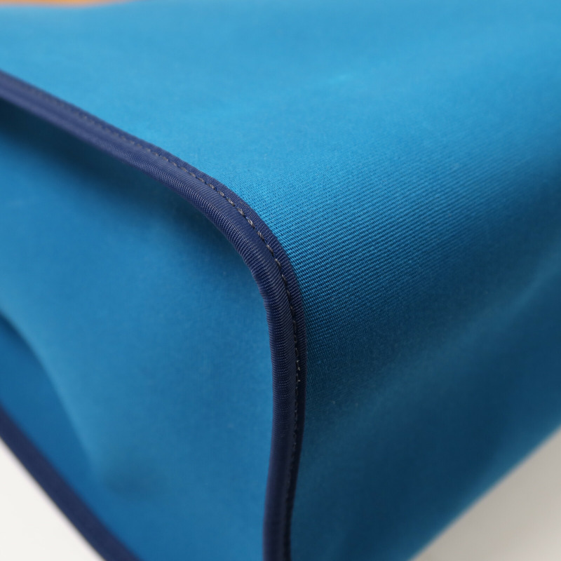 HERMES 帆布Herbag MM銀扣手挽肩背兩用袋Blue Izmir-11