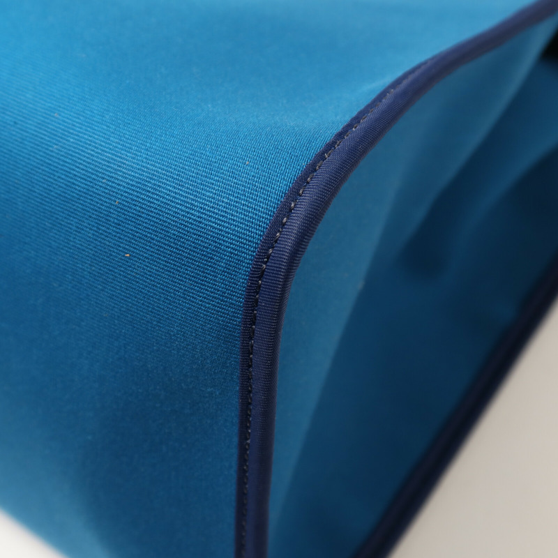 HERMES 帆布Herbag MM銀扣手挽肩背兩用袋Blue Izmir-12