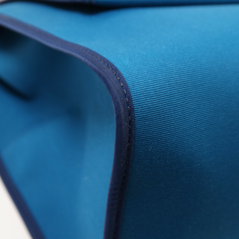 HERMES 帆布Herbag MM銀扣手挽肩背兩用袋Blue Izmir-13