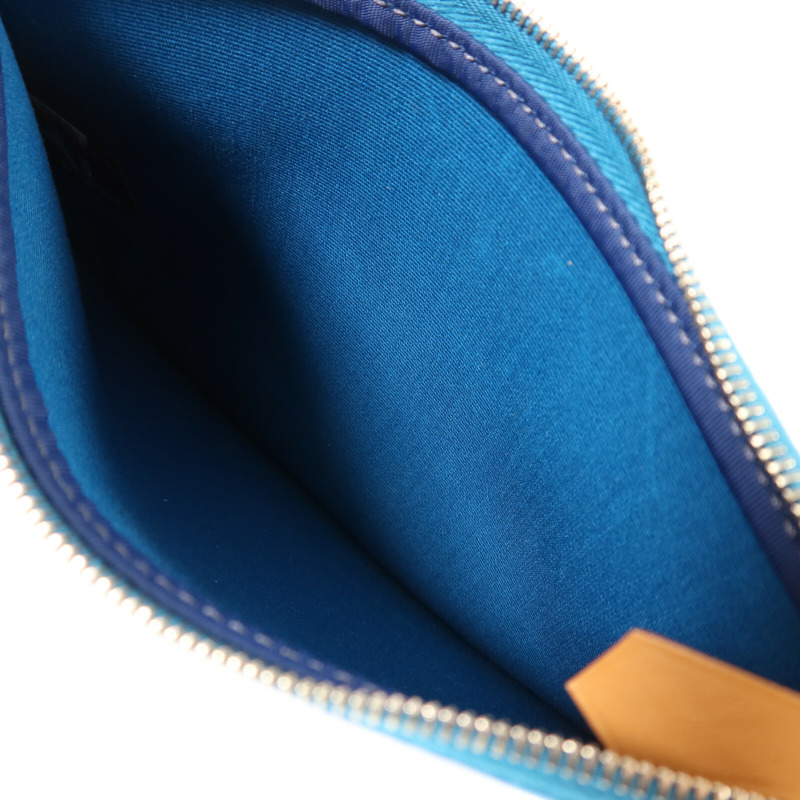 HERMES 帆布Herbag MM銀扣手挽肩背兩用袋Blue Izmir-17