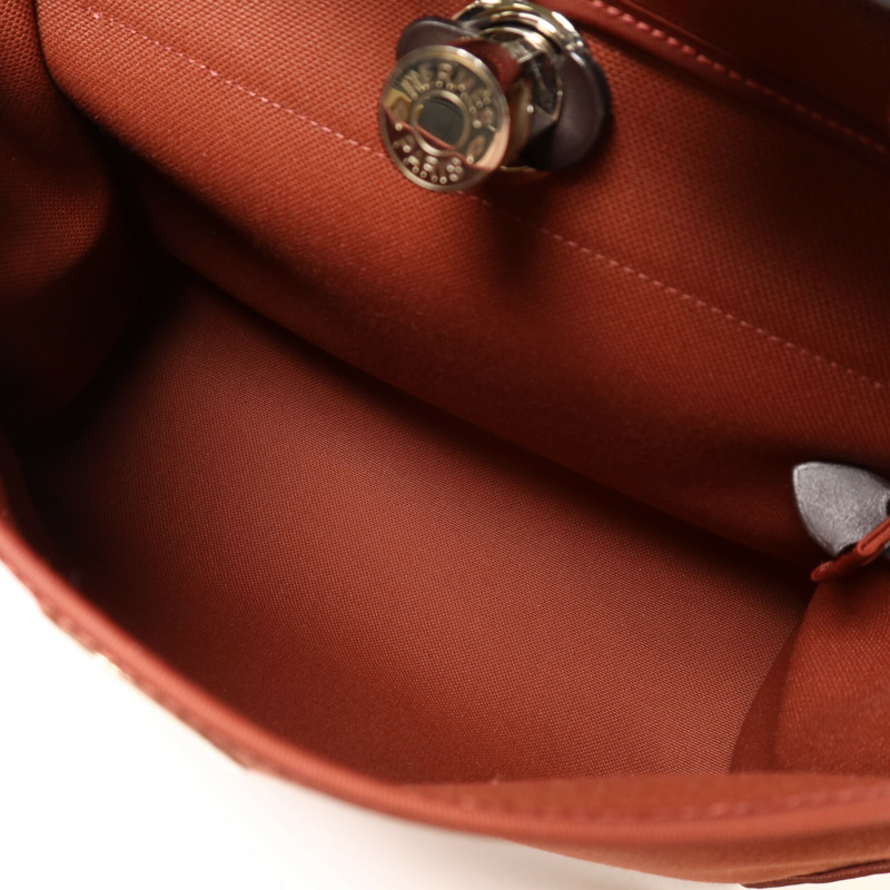 HERMES 帆布Herbag PM銀扣手挽肩背兩用袋Brique-4