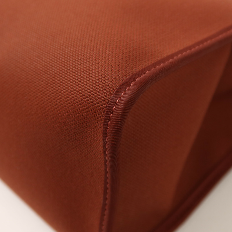 HERMES 帆布Herbag PM銀扣手挽肩背兩用袋Brique-12