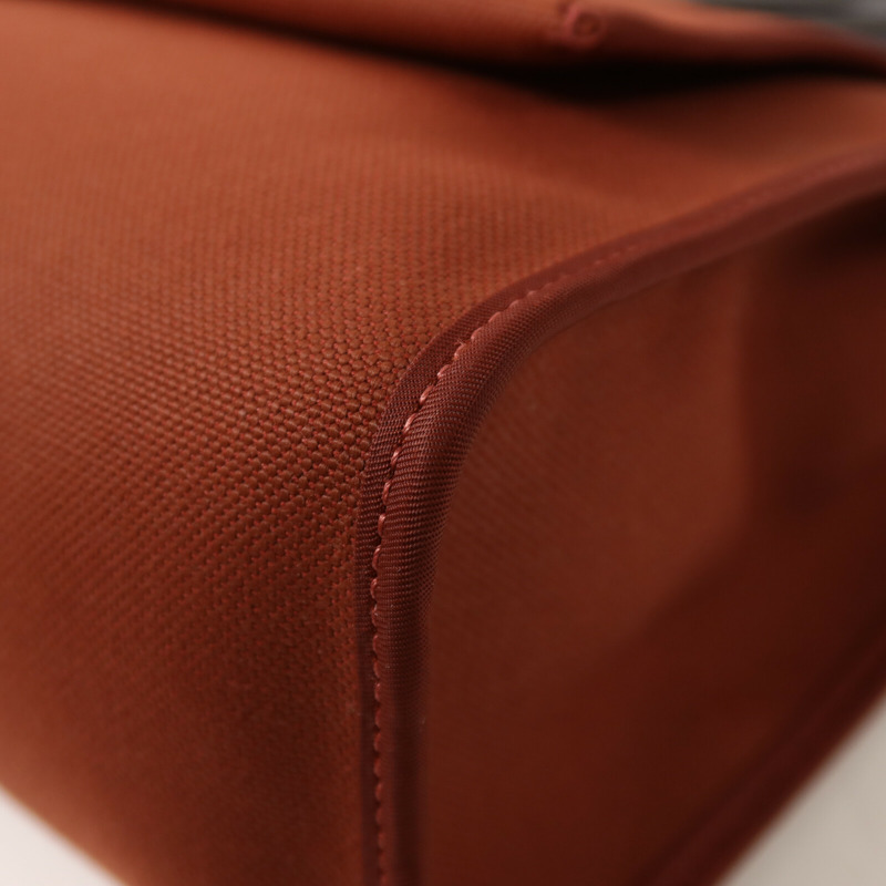 HERMES 帆布Herbag PM銀扣手挽肩背兩用袋Brique-14