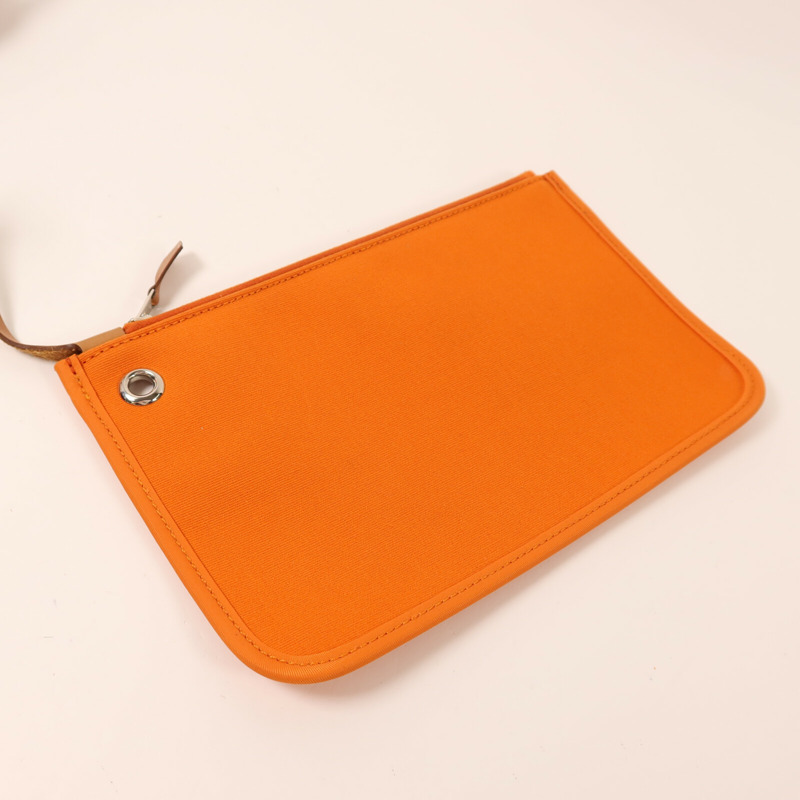 HERMES 帆布Herbag PM銀扣手挽肩背兩用袋Orange-12