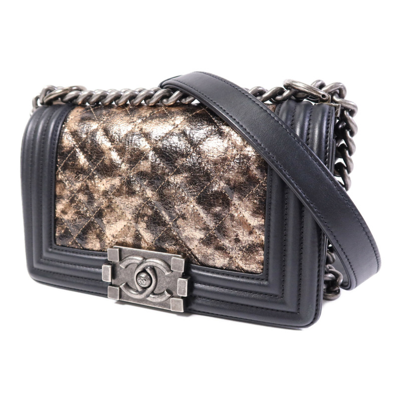 CHANEL 牛皮皮革Boy 20銀扣鏈帶肩背袋-2