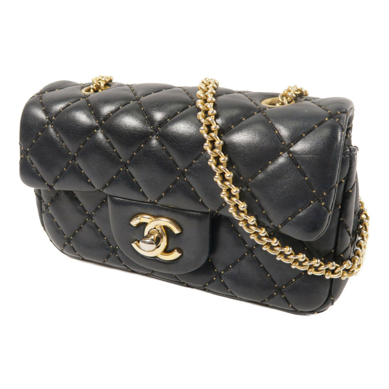 CHANEL 羊皮皮革Chain Shoulder金扣鏈帶肩背袋-1