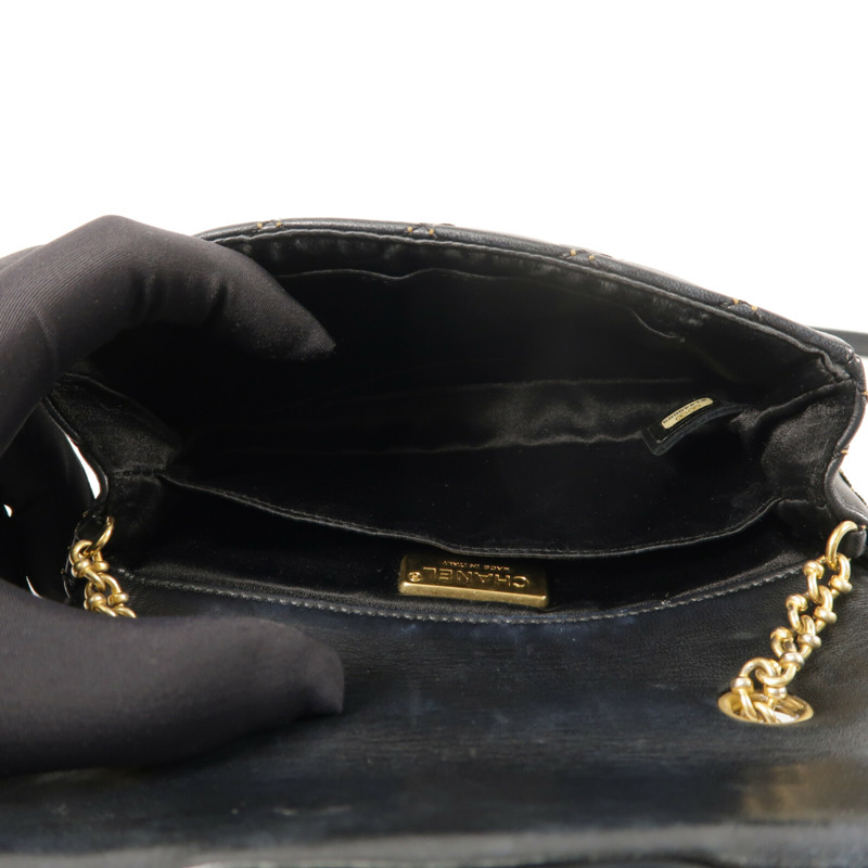 CHANEL 羊皮皮革Chain Shoulder金扣鏈帶肩背袋-4