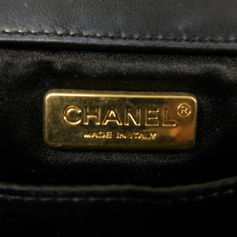CHANEL 羊皮皮革Chain Shoulder金扣鏈帶肩背袋-5