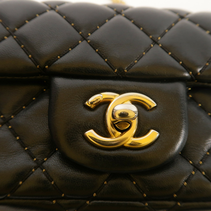 CHANEL 羊皮皮革Chain Shoulder金扣鏈帶肩背袋-7