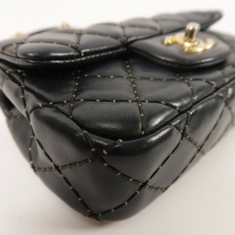 CHANEL 羊皮皮革Chain Shoulder金扣鏈帶肩背袋-9