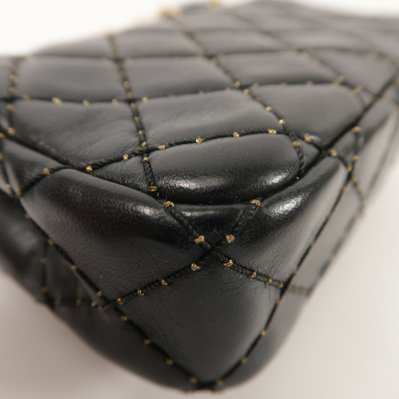 CHANEL 羊皮皮革Chain Shoulder金扣鏈帶肩背袋-11