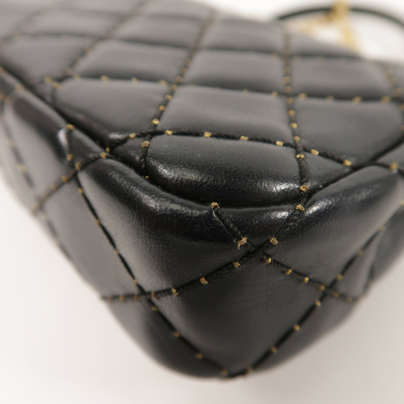 CHANEL 羊皮皮革Chain Shoulder金扣鏈帶肩背袋-12