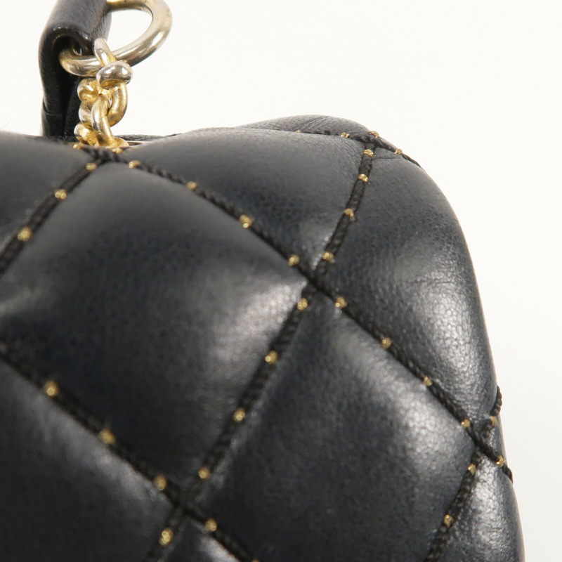 CHANEL 羊皮皮革Chain Shoulder金扣鏈帶肩背袋-13