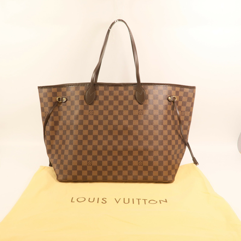 LOUIS VUITTON Damier Neverfull GM金扣肩背袋-9