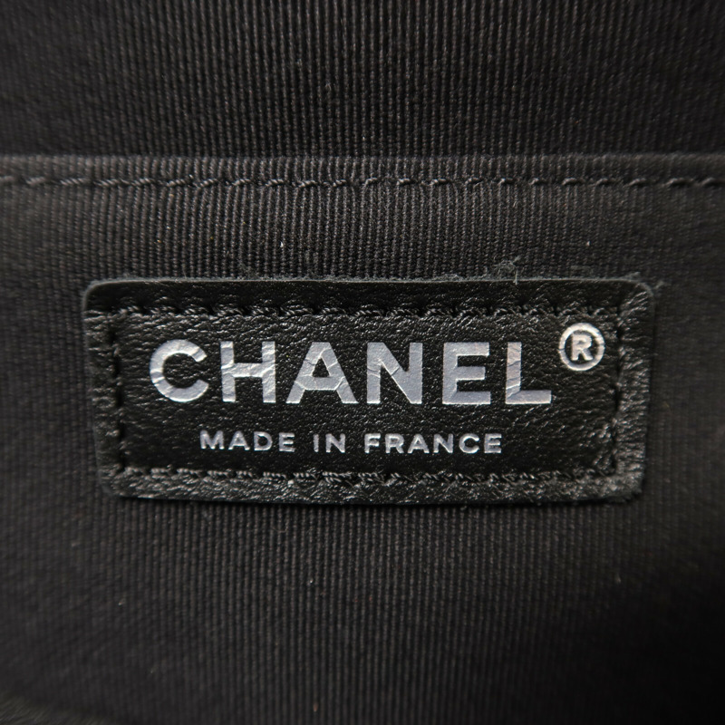 CHANEL 羊皮皮革Boy 25銀扣鏈帶肩背袋-5