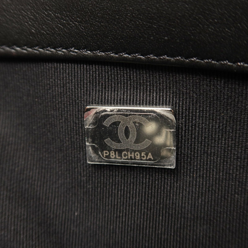 CHANEL 羊皮皮革Boy 25銀扣鏈帶肩背袋-6