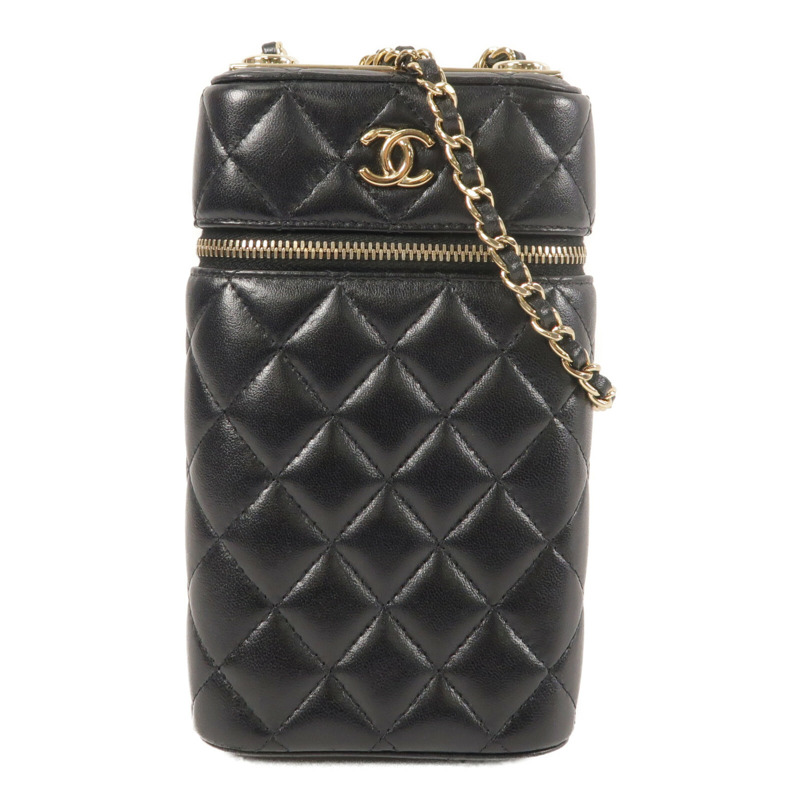 CHANEL 羊皮皮革Phone Case金扣鏈帶肩背袋-0