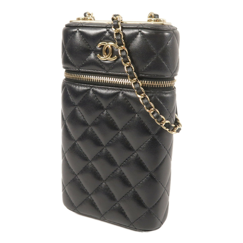 CHANEL 羊皮皮革Phone Case金扣鏈帶肩背袋-1