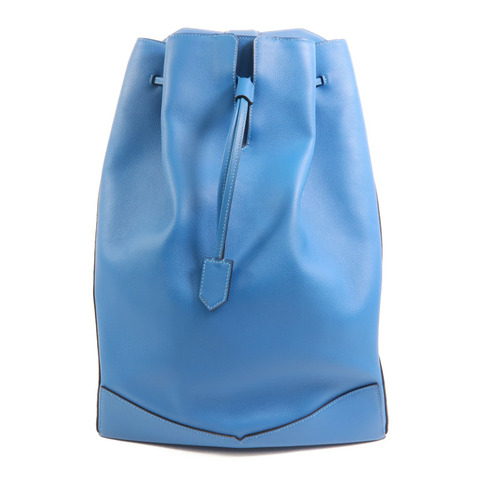 HERMES Evercolor皮革Flash Sailor Backpack銀扣背包Bleu Hydra
