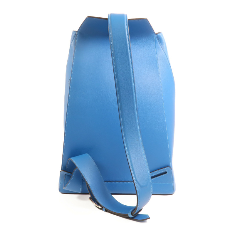 HERMES Evercolor皮革Flash Sailor Backpack銀扣背包Bleu Hydra-1