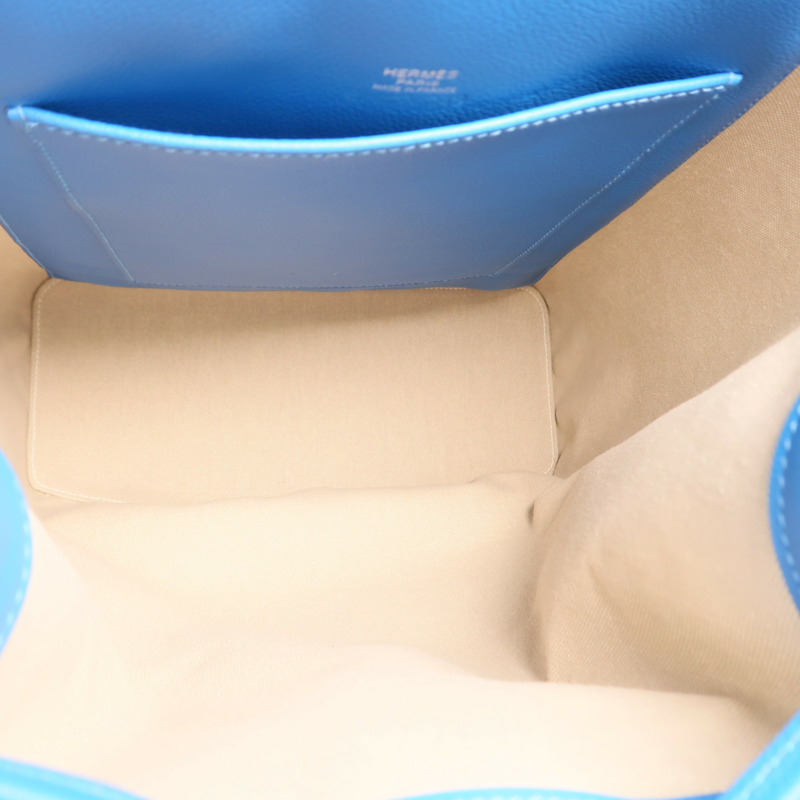 HERMES Evercolor皮革Flash Sailor Backpack銀扣背包Bleu Hydra-4